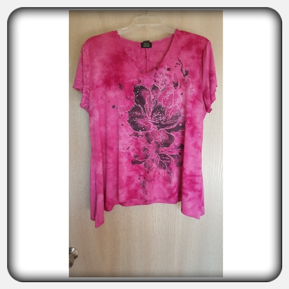 Shannon Ford Tops - Woman's Pink Short Sleeve Top Size 3X